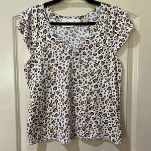 ANTHROPOLOGIE MAEVE Short Sleeve Leopard Print Top Women’s Size Medium